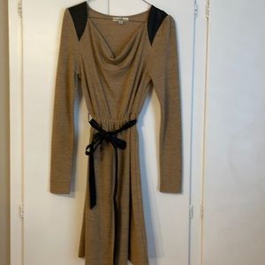 Leather detailed dress